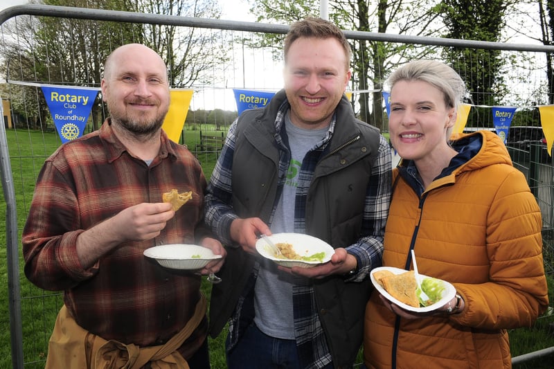 Tom Merchant, Mike Powell and Katie Steedman enjoyed some of the food on offer.