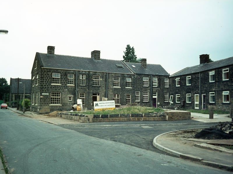 Houses on Tannery Square off Green Road, seen on the left in August 1975 Construction work by Manning Construction is in progress. Tannery Square had been scheduled for demolition as part of the Green Road area slum clearance plan and all the residents were moved out, but instead the houses were saved and given a complete renovation.
