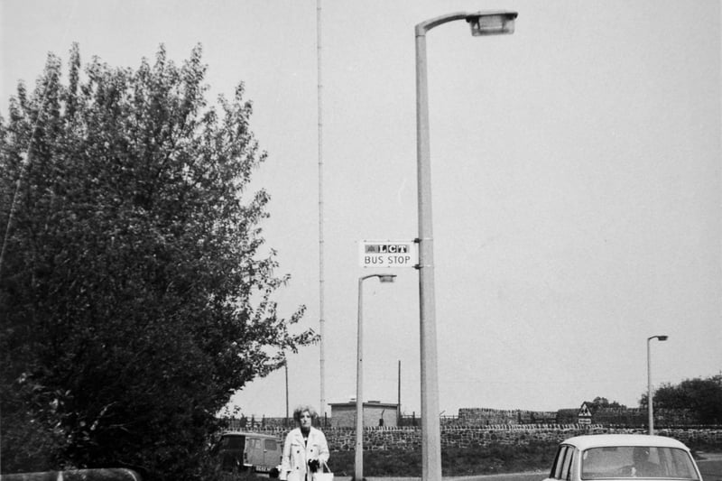 The Radio Leeds mast in a field off Tongue Lane overlooking the Ring Road in May 1970.