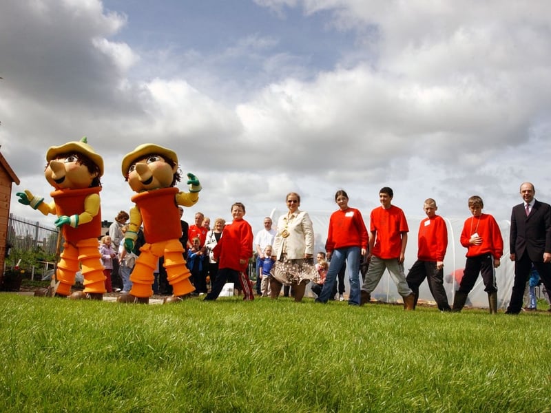 The Flowerpot Men were in Houghton for the opening of the Barnardo's community allotment in June 2004.