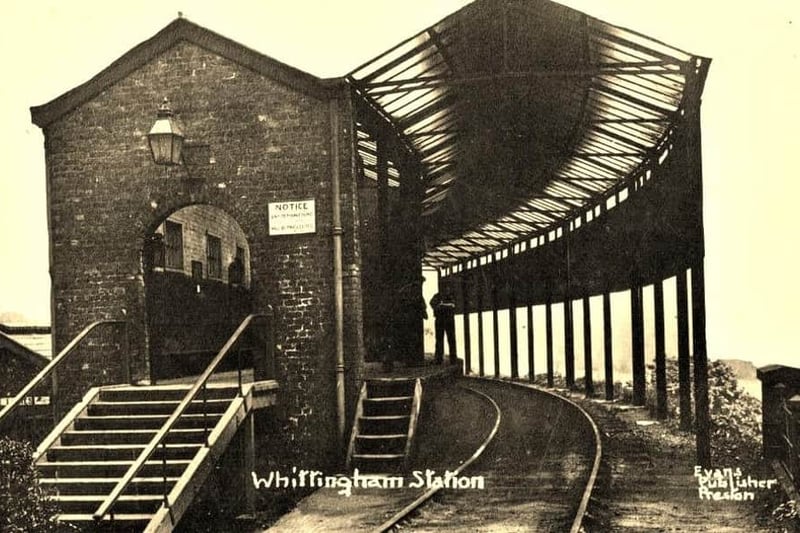 This wonderful image captures the uniquely curved Whittingham Hospital railway station. Opened in 1889, it carried goods and passengers between Grimsargh on the Preston and Longridge Railway and the hospital grounds. It closed to all traffic in 1957