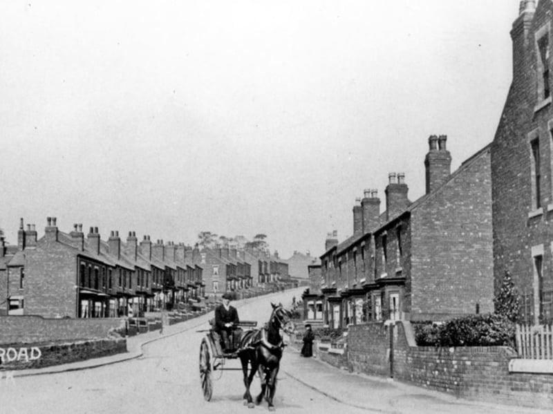 Looking up Bellhouse Road, Sheffield, from Firth Park Road towards Pismire Hill, some time between 1900 and 1919