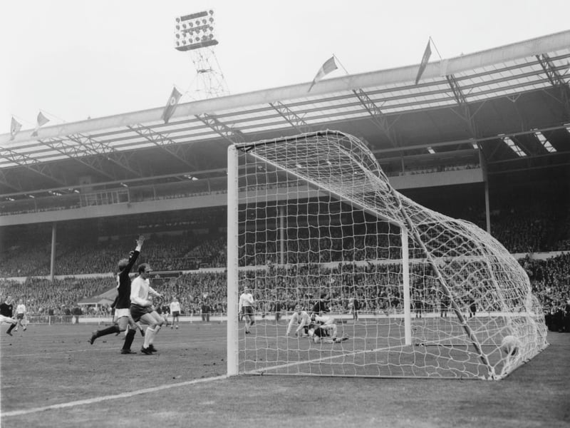 Gordon Banks fails to prevent Jim McCalliog from scoring Scotland's clinching third goal in the 87th minute.