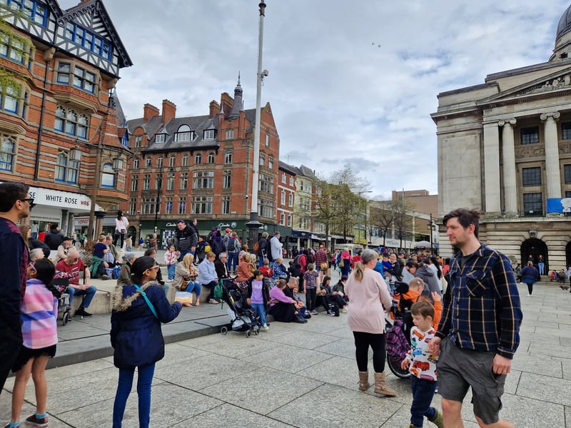 Families could be seen seated at Old Market Square