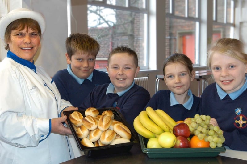 Retiring school cook Jeanette Simpson shared one last set of treats to pupils in this scene from January 2007.