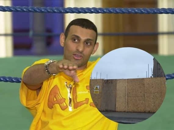 'Prince' Naseem Hamed inside his former gym on Abbeydale Road in 2002 and, inset, how it looks now after it was partially demolished as part of work to extend the building and turn it into a shop and flats