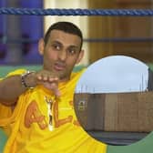 'Prince' Naseem Hamed inside his former gym on Abbeydale Road in 2002 and, inset, how it looks now after it was partially demolished as part of work to extend the building and turn it into a shop and flats