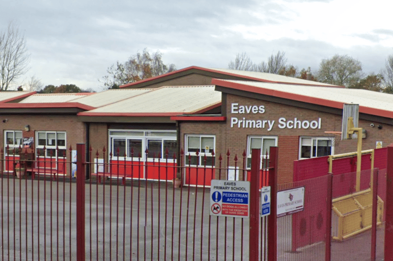 Eaves Primary School, located on Eaves Lane, has 80% of pupils meeting the expected standard.