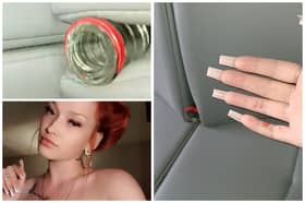Emily Hood and photos of her cut finger and hidden vodka bottle neck on the 120 bus.