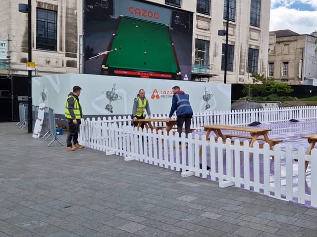 We visited Sheffield city centre to see preparations for the World Snooker championship at The Crucible. Photo: David Kessen, National World