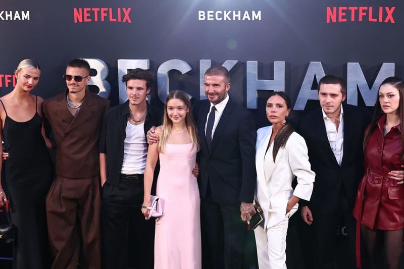 Victoria Beckham is not only a mum of four, but a fashion designer and wife to David Beckham. Here she is with her four children, plus Brooklyn Beckham's wife Nicola Peltz Beckham