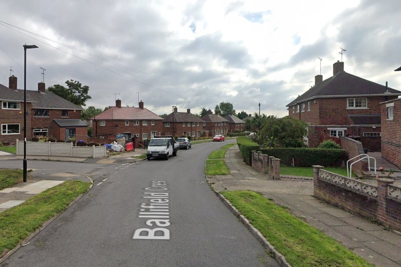 The joint fifth-highest number of reports of drug offences in Sheffield in February 2024 were made in connection with incidents that took place on or near Ballifield Crescent, Handsworth, with 2