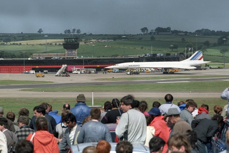 Air France Concorde touches down at Leeds Bradford Airpor in August 1986. Were you among the crowds?