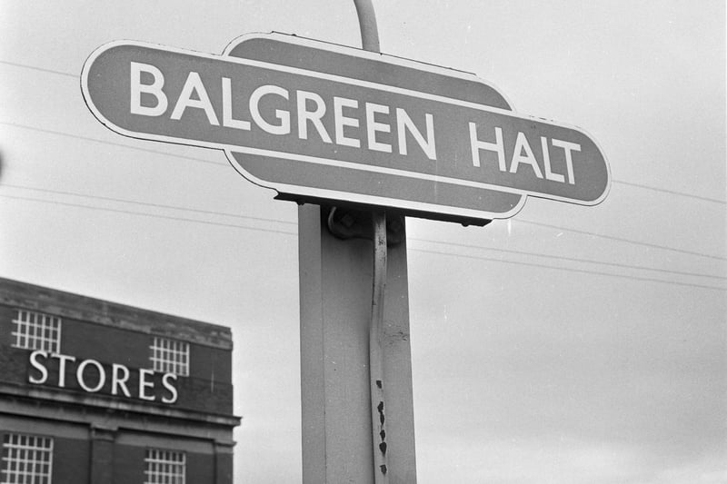 The sign at the Balgreen Halt rail station in Edinburgh, June 1966. It was closed for good the next year, and is now part of the Edinburgh path network, connecting Balgreen with Corstorphine. 