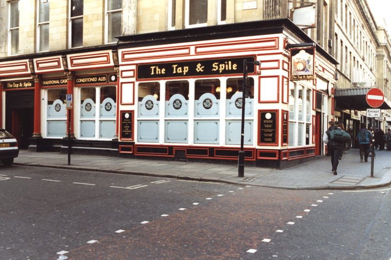 A 1995 photograph of The Tap & Spile Public House, formerly the Pineapple, at the corner of Grainger Street and Nun Street. The Pub closed down in 2004/5.