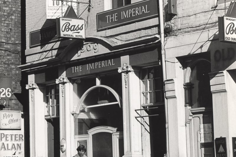 A photograph of the frontage of The Imperial pub Cloth market in 1964.