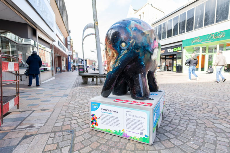A vibrant and colourful universe is proudly worn by this Elmer.