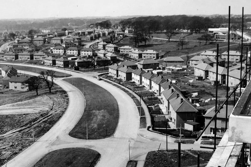 A view of Seacroft from the top storey of the flats in May 1959.