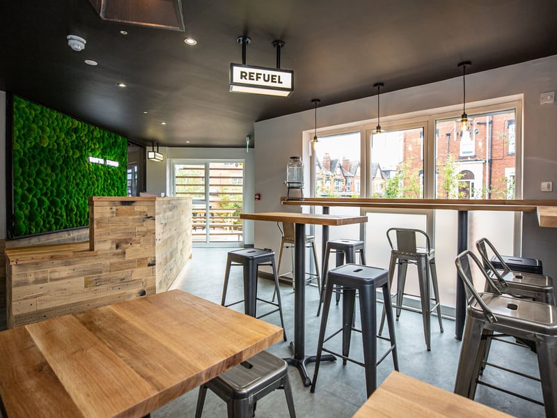 Customers can order a smoothie, juice, shake or hot drink before class at the studio's ReFuel kitchen