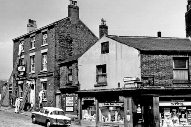 The Albion pub and corner shop, at the corner of Brook Drive and Upper Allen Street, Netherthorpe, in June 1965
