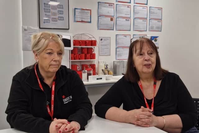 Staff member Joanne Mulkeen and centre manager Beverley Miles say they've seen many trainees regain structure and a healthy schedule by visiting the breakfast club.