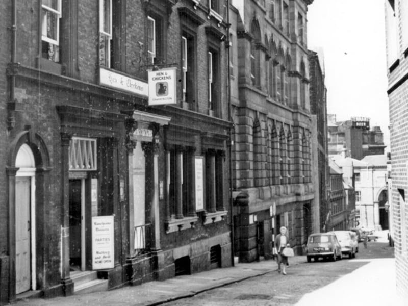 The Hen & Chickens pub, on Castle Green, Sheffield city centre, in June 1965