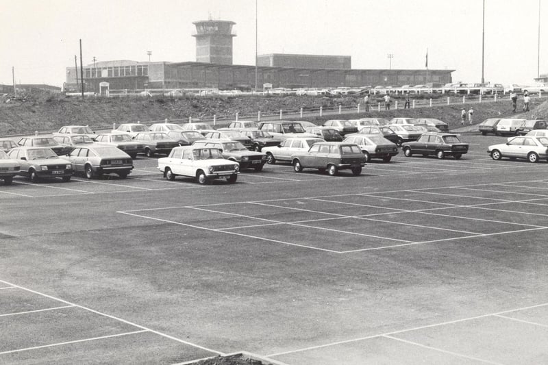 The multi-million pound runway extension project was fast taking shape. The extended car park had already boosted spaces from 600 to 900. Pictured in July 1983.