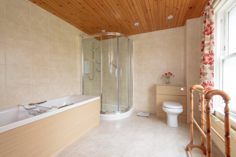 The East Linton property's bathroom with separate shower cubicle, is situated on the upper floor.
