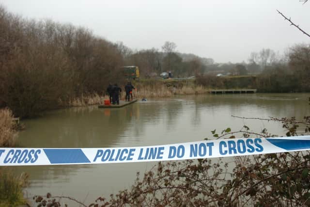 Police searched Aston Ponds for the body of Dr Colin Shawcross