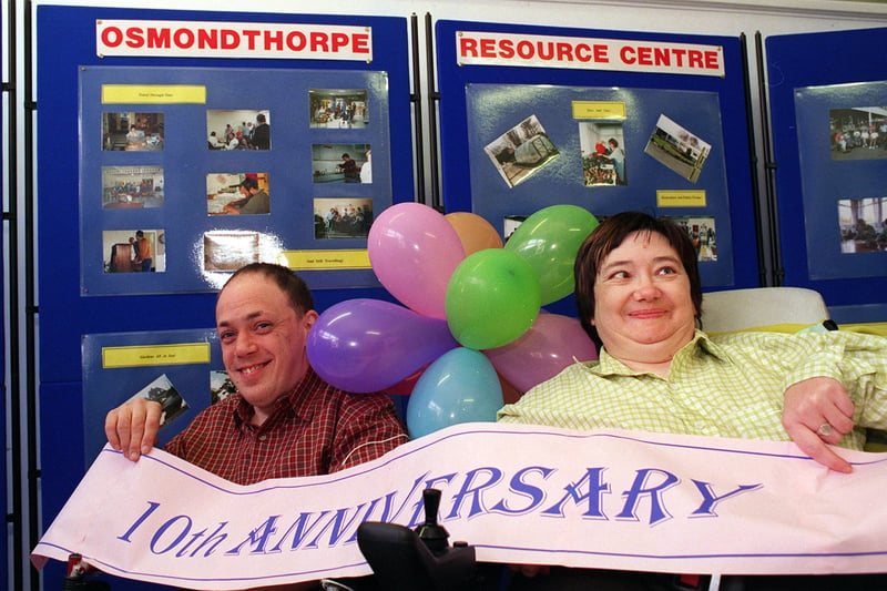 Osmondthorpe Resource Centre was celebrating its 10th anniversary in April 1999. Pictured are centre users Paul Heart and Wendy Fletcher.
