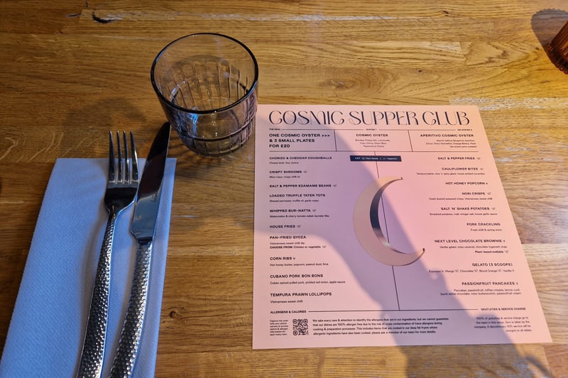 Cosmic Supper Club Menu offers a cosmic combination of 3 Alchemist dishes paired with liquid morsel:
The Cosmic Oyster. Either aperitivo or citrus gin, for £20. 