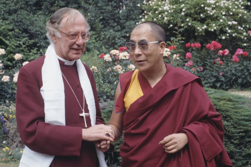 Robert Runcie (pictured here with the Dalai Lama) was the Archbishop of Canterbury from 1980 to 1991 but spent his early life in Great Crosby with his middle-class and non-religious parents. He was educated at Merchant Taylors' Boys' School and initially attended St Luke's Church in Crosby.
