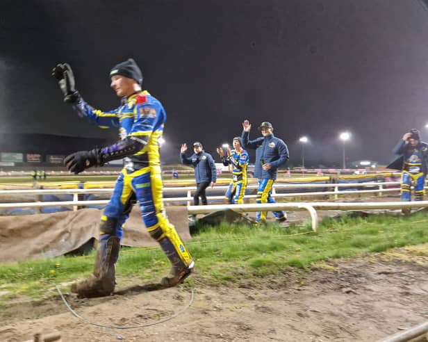 Sheffield Tigers applaud their fans after victory over King's Lynn