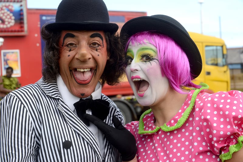 The Los Remaches clowns who were part of the Cirus Berlin at Seaburn Recration Field in September 2014.
