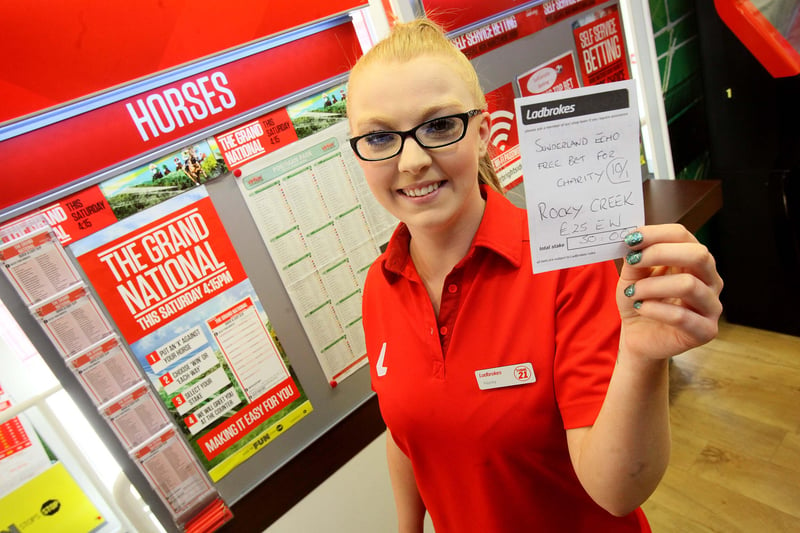 Hayley Lownie from Ladbrokes in Sunderland was pictured as she placed a charity bet in 2015.