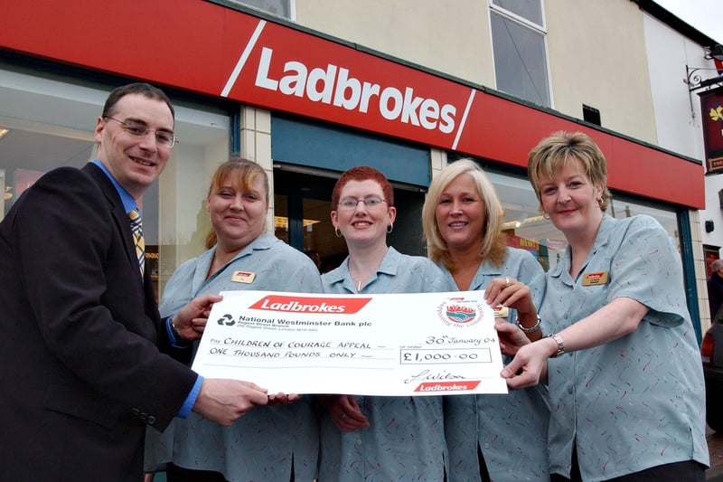 Over at Hetton, the Ladbrokes staff were backing the Sunderland Echo's Children of Courage Appeal in January 2004.