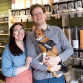 Taylor (left) and Sam Ogle-Timson with Trixie. Their new business in Broomhill, Sheffield is named after their furry friend.