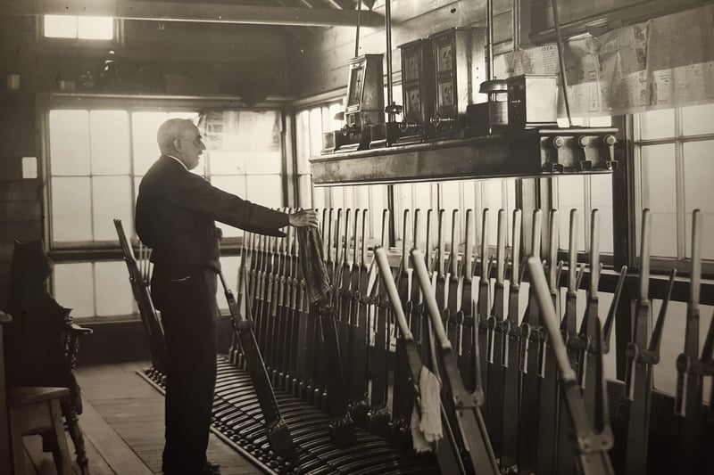 A brilliant, evocative photo inside the signal box at Blackpool North in 1932. Wonder who the signaller was?