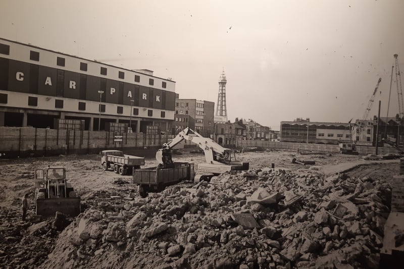 Bulldozers and diggers moved to the site in 1977 to start the redevelopment of the station. Old bus station clearly in the background