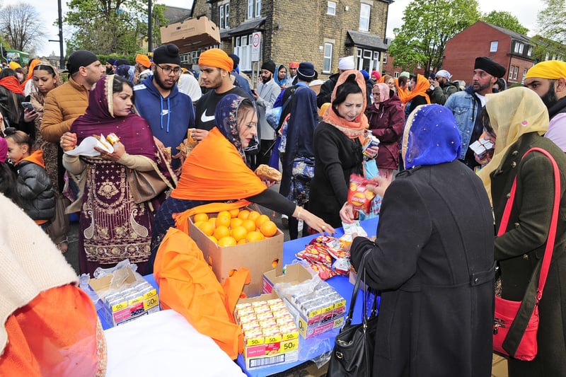 Food is handed out during the celebrations