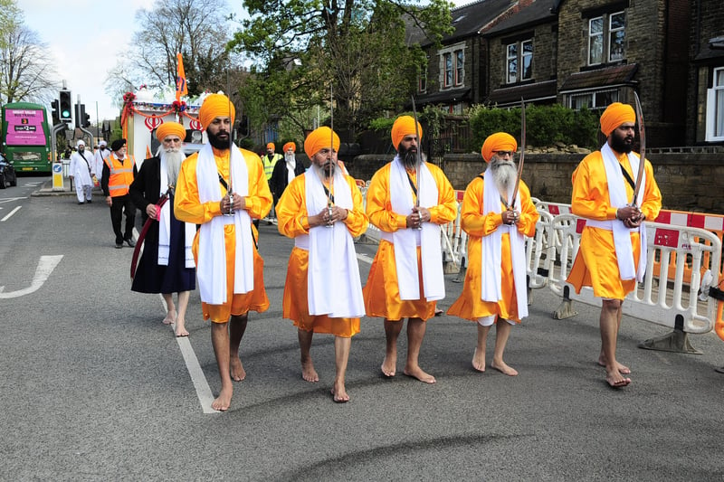 After leaving The Sikh Temple, the parade moves through Chapeltown, visiting three more gurdwaras on the way to the city centre