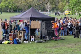 Three sound systems set up in Endcliffe Park