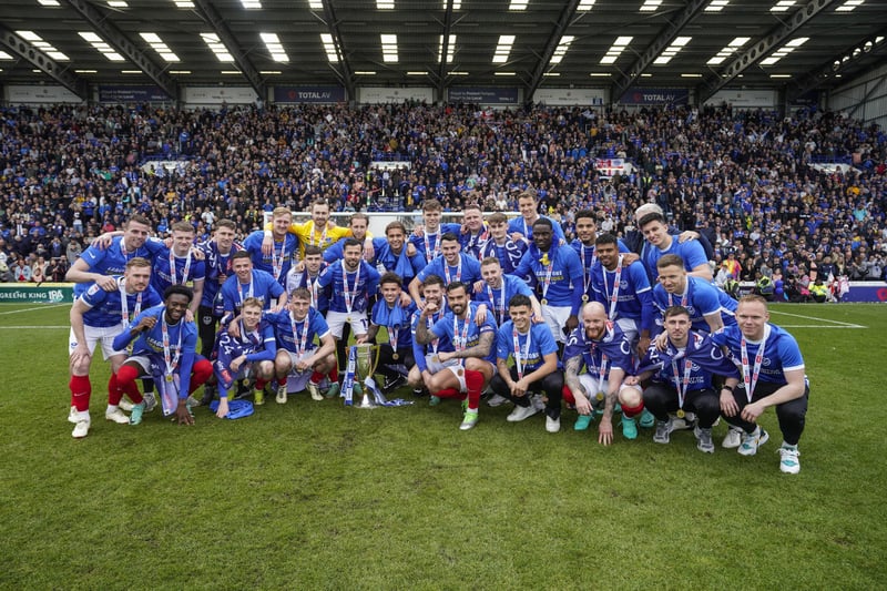 Title winners Pompey in front of the Fratton Park