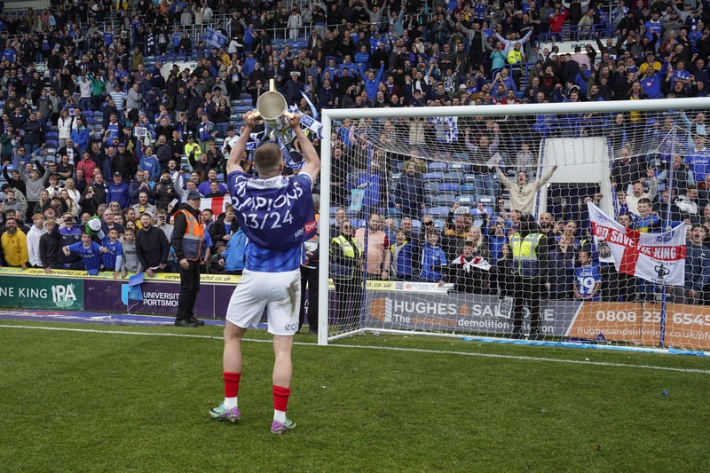Colby Bishop is well used to celebrating in front of the Fratton End - but this one is special