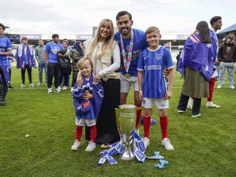 Pompey skipper Marlon Pack with his family on a proud day in front of the Fratton faithful