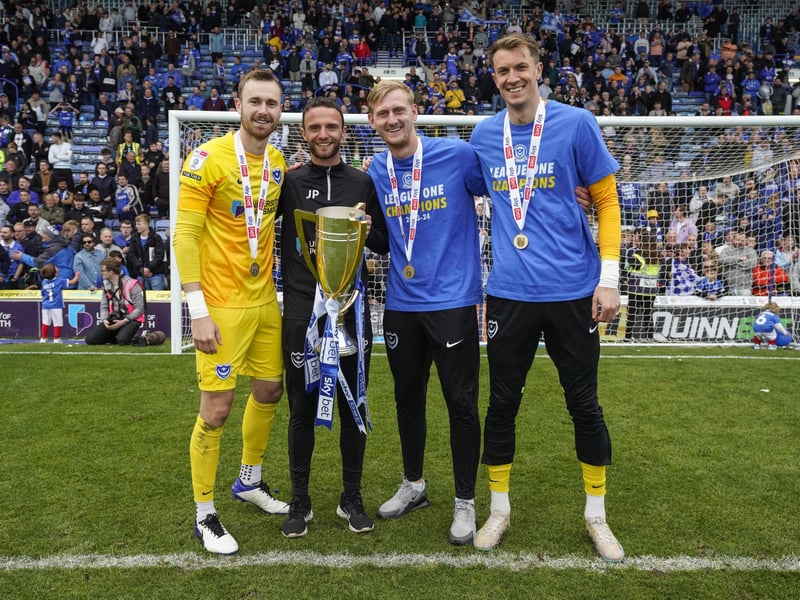 The goalkeeping department from left: Will Norris, goalkeeping coach Joe Prodomo, Ryan Schofield and Matt Macey