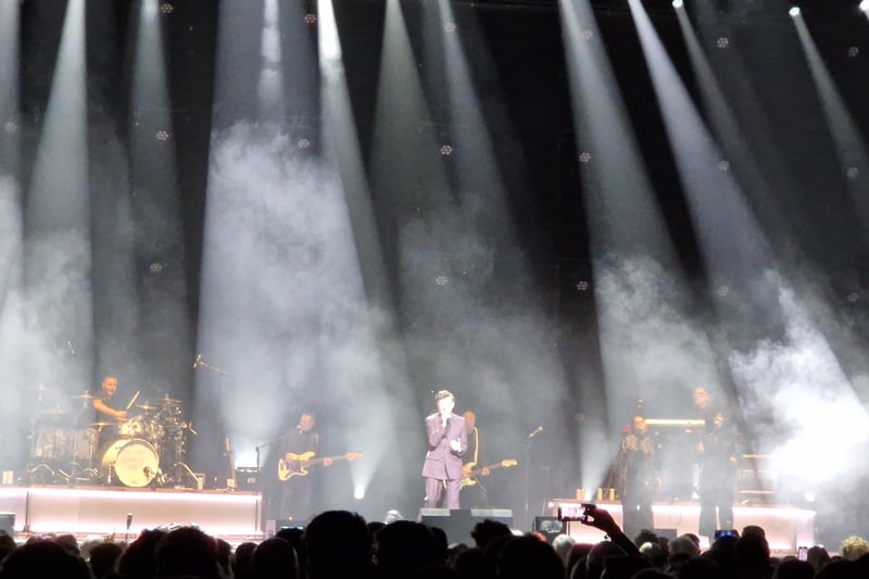 Rick Astley on stage at Co-op Live 