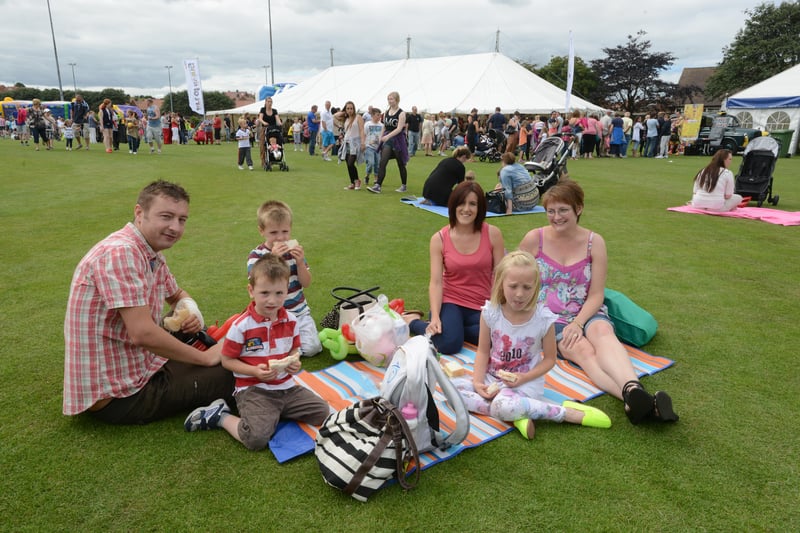 Having a picnic at the 2013 Ryhope Carnival.
Pictured are Michael Docherty, Aimee Kennedy and their children Adam, Thomas and Leah, and Sharon Malqueen (right).