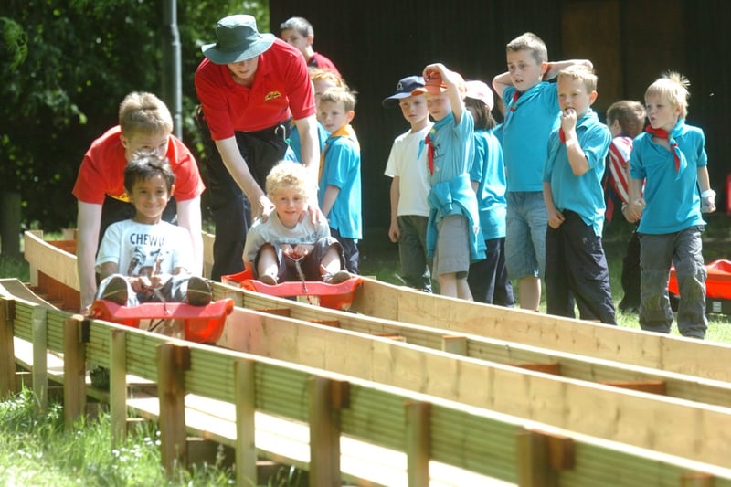 Fun on the toboggans at the annual Durham Scouts Beavers picnic at Moor House Adventure Centre in June 2009.