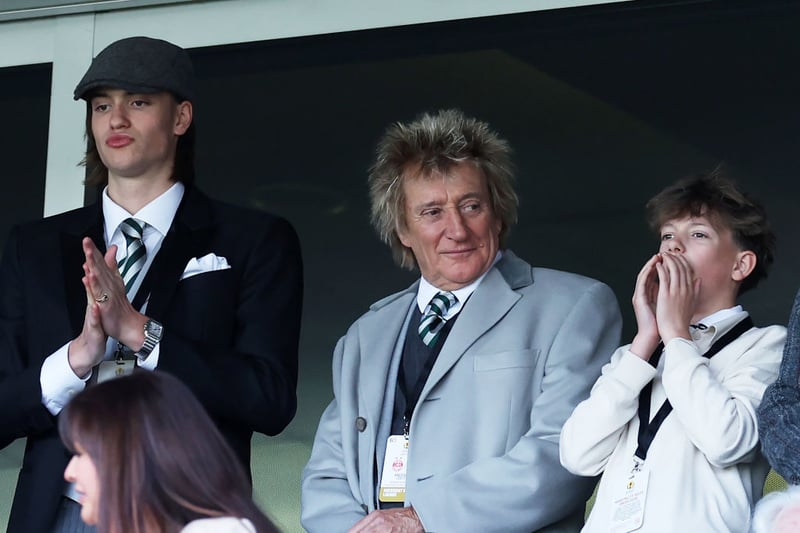 The Maggie May singer and diehard Celtic fan with a claimed net worth of £215 million was in attendance on Saturday